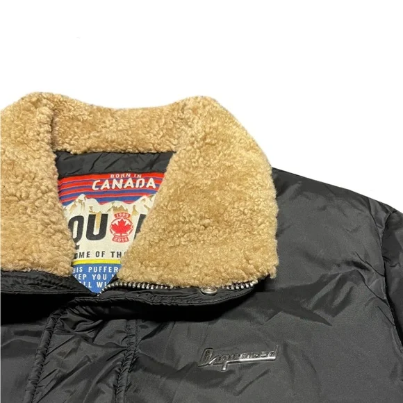 Dsquared Fur Down Black Bomber Jacket - Picture 2 of 3